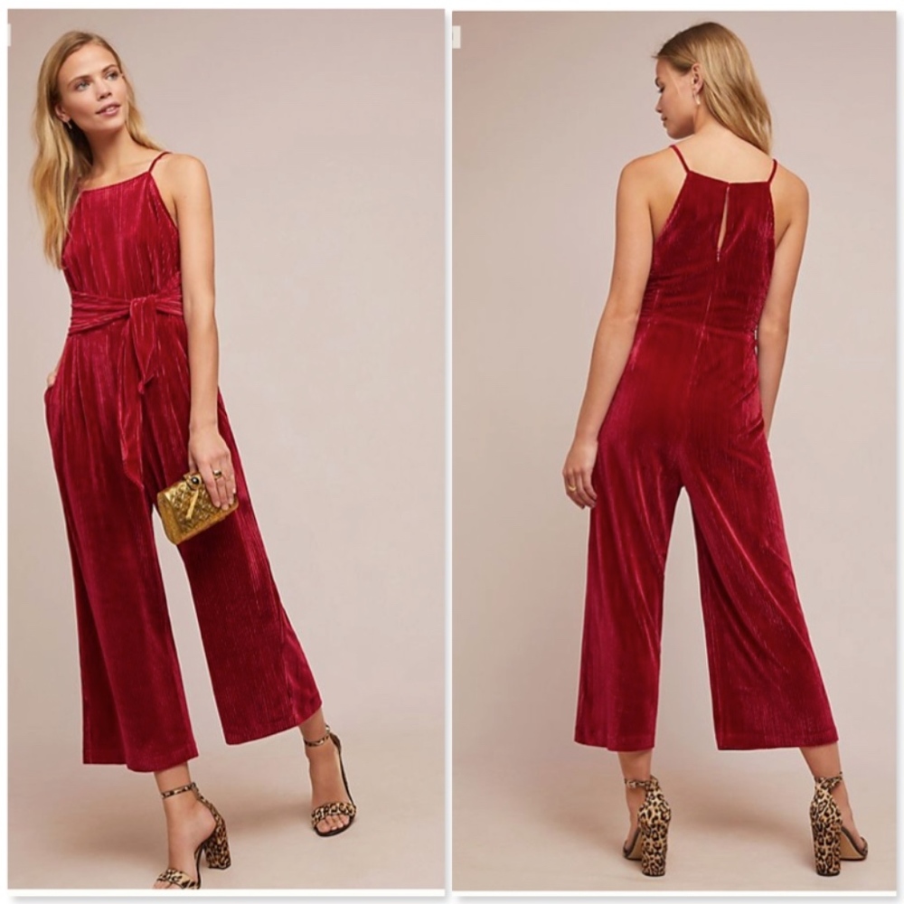HP 🔥🎉Perfect for holiday! Evelyn Velvet Tie-Front Jumpsuit NWT size L - Picture 1 of 6